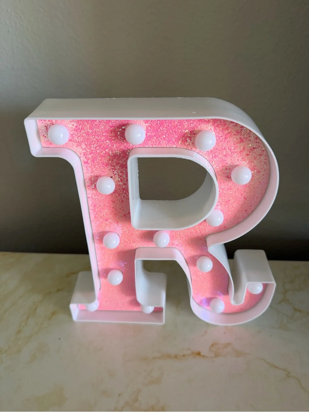 Pink Glitter Marquee Light Up Letter 